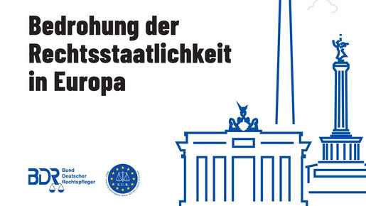 Deutscher Rechtspflegertag 2022 Plakat Thema: Bedrohung der Rechtsstaatlichkeit in Europa