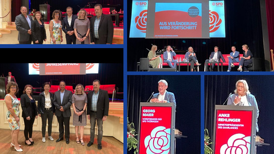 Bilder vom Jahresempfang der SPD-Thüringen im Jahr 2022; u.a. mit Georg Maier, Heike Taubert, Carsten Schneider sowie Anke Rehlinger. 