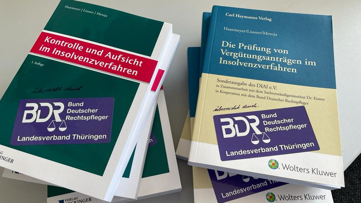 Publikationen zum Insolvenzverfahren mit BDR-Thüringen-Aufkleber 