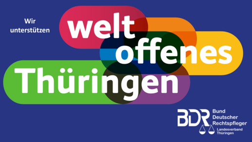 Auf dem Bild ist das Logo von Weltoffenes Thüringen und dem BDR-Thüringen zu sehen.